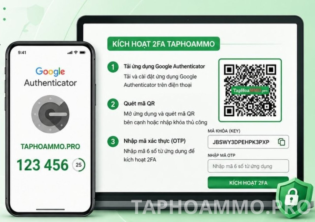 Quét mã QR 2FA Taphoammo